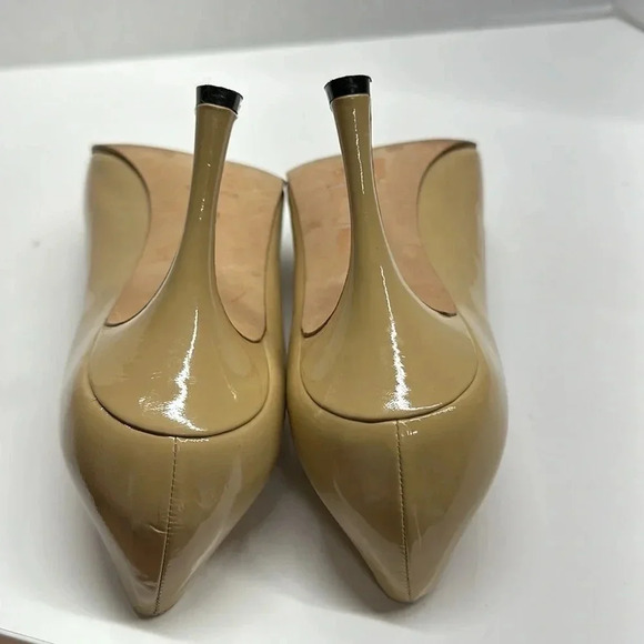 Manolo Blahnik High Heel Shoes Patent Leather Open Toe 3 Buckle Tan Nude Size 40 - Picture 9 of 12